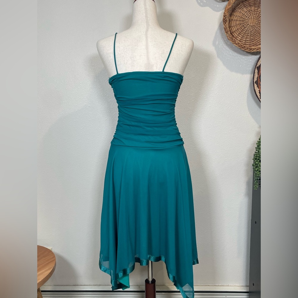 Y2K Vintage Women's Deep Teal Blue Dress Fairycore Balletcore Sequins Size Small - Picture 4 of 15